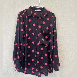 EUC Zara Flowy Button Down Shirt - XL Polka Dot